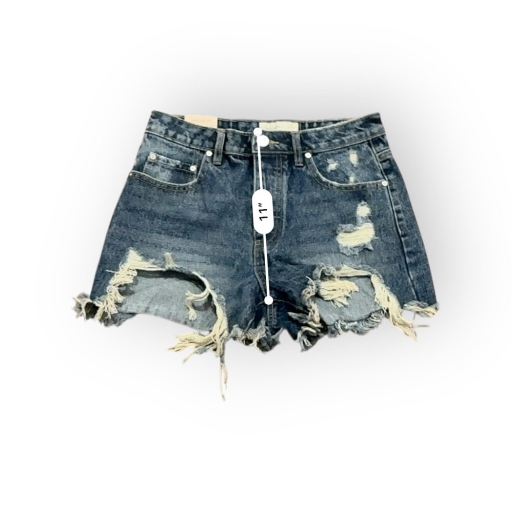 NWT ban.jara Women’s Super High Rise Loose Fit Denim Shorts Size 7/27 Distressed - Picture 4 of 8